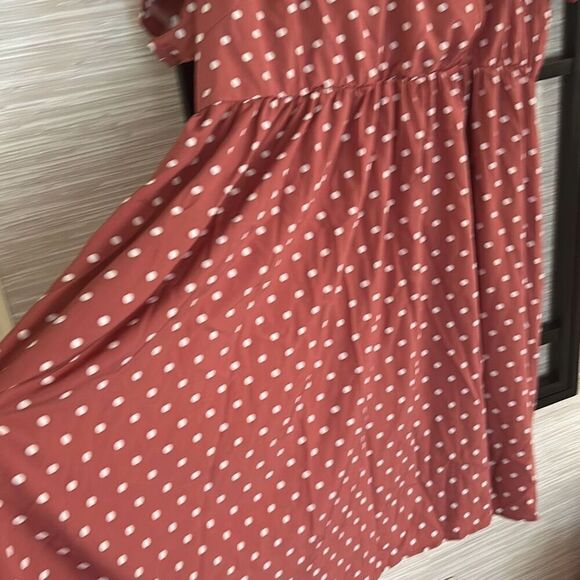 Nemidor mauve polkadot short sleeve dress size 22 plus size (missing belt) - Picture 4 of 5